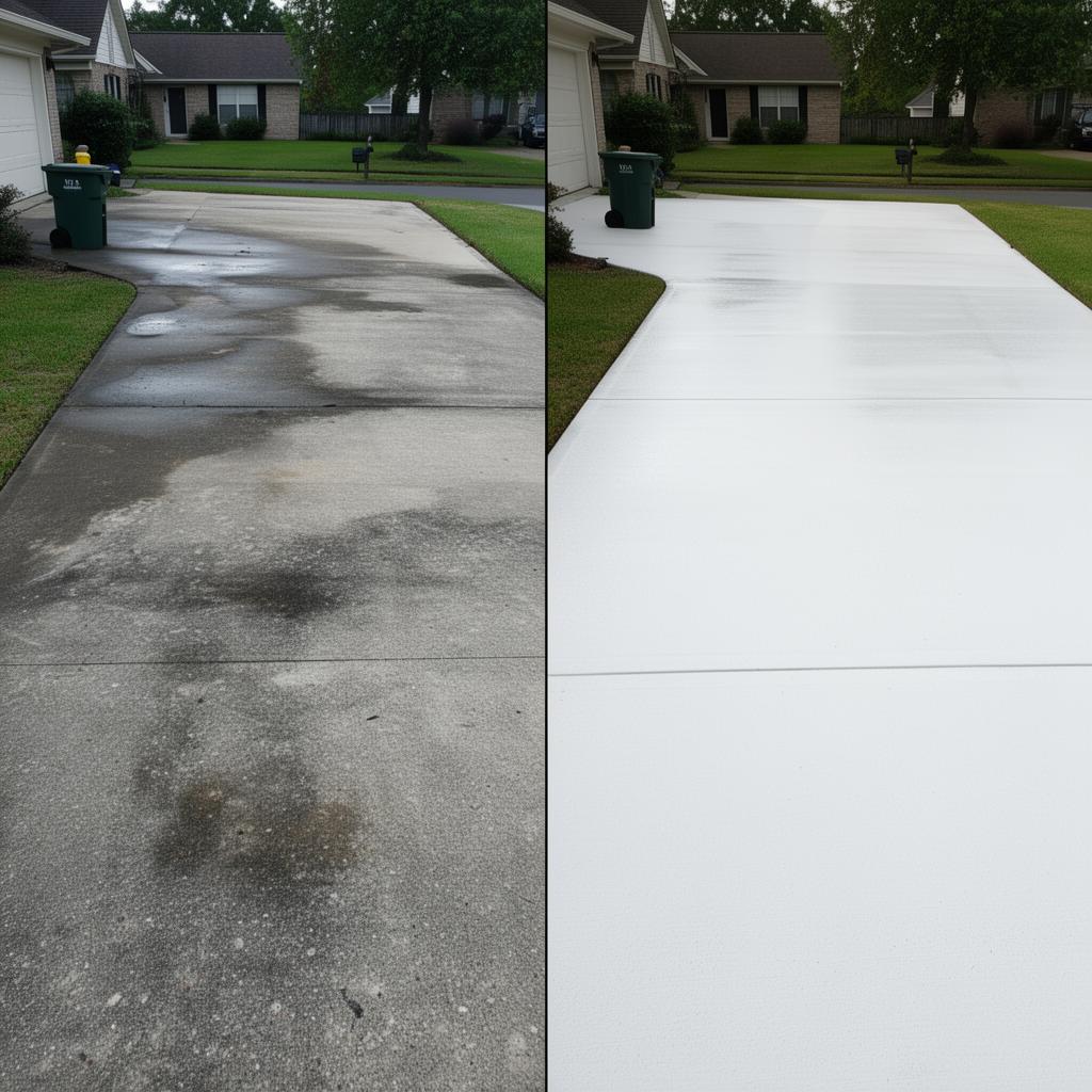 Before and after Driveway cleaning