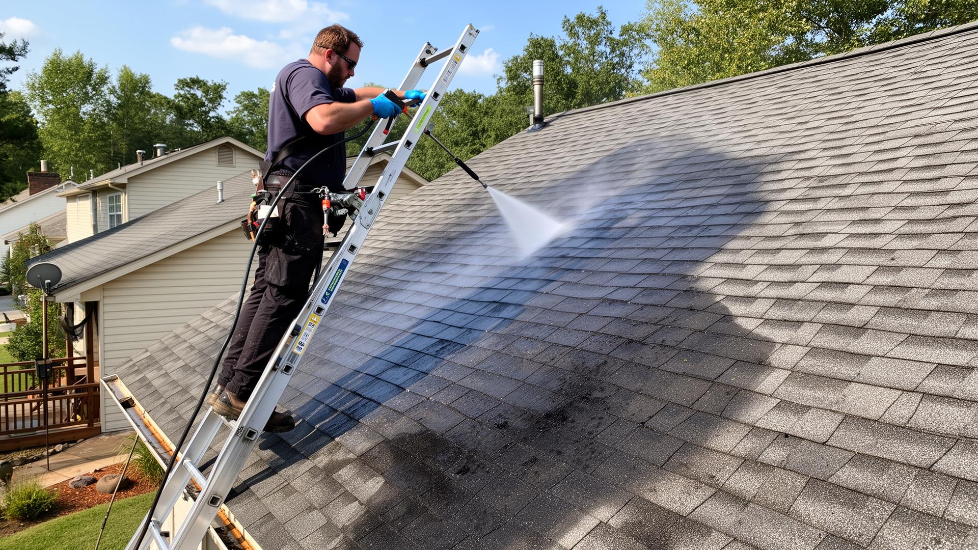 Professional roof washing service